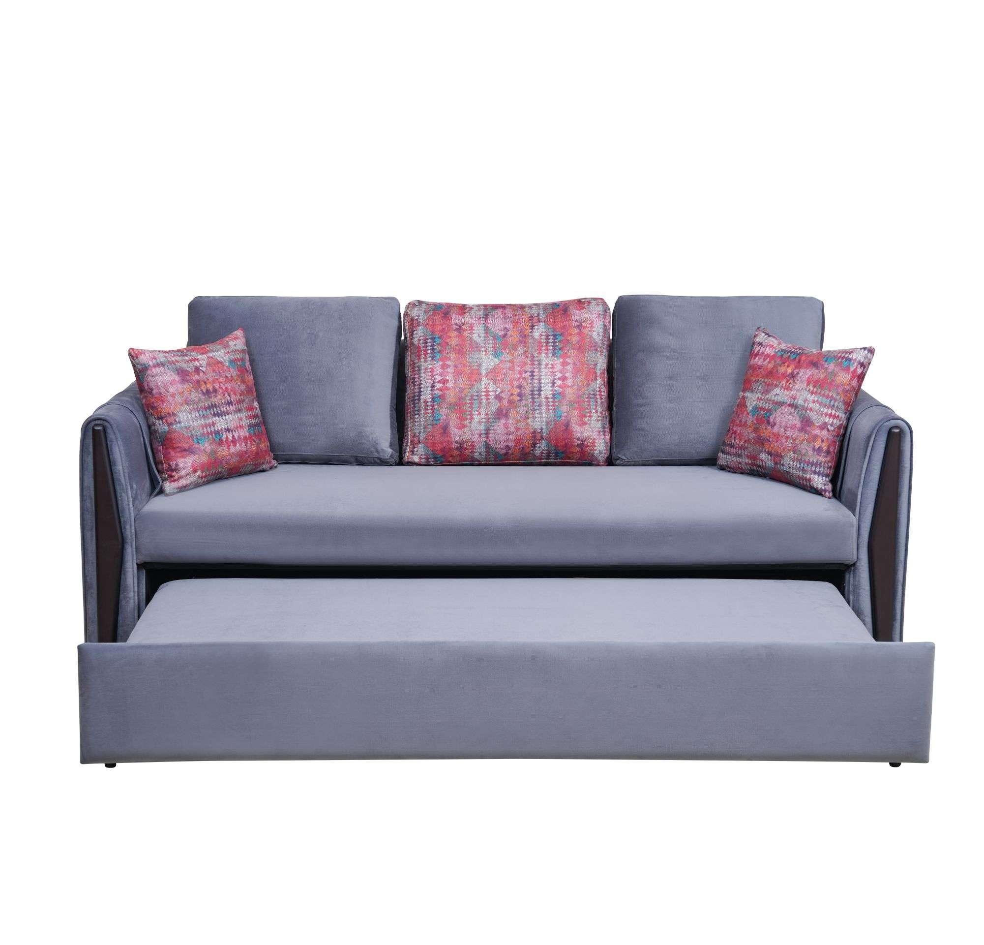 LVESCBAS003-Asterix Three seater sofa bed with Two Pillows-Grey