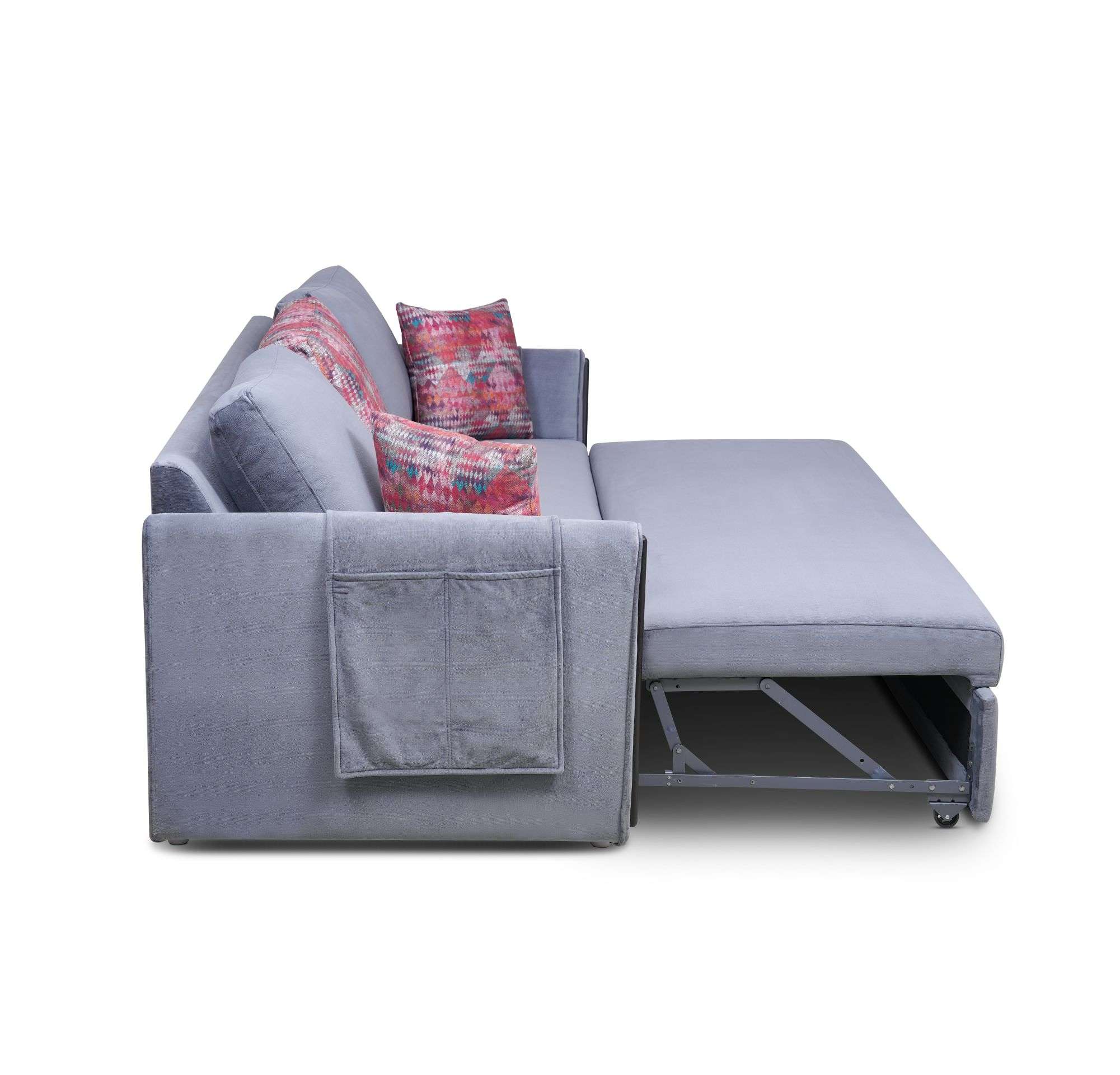 LVESCBAS003-Asterix Three seater sofa bed with Two Pillows-Grey