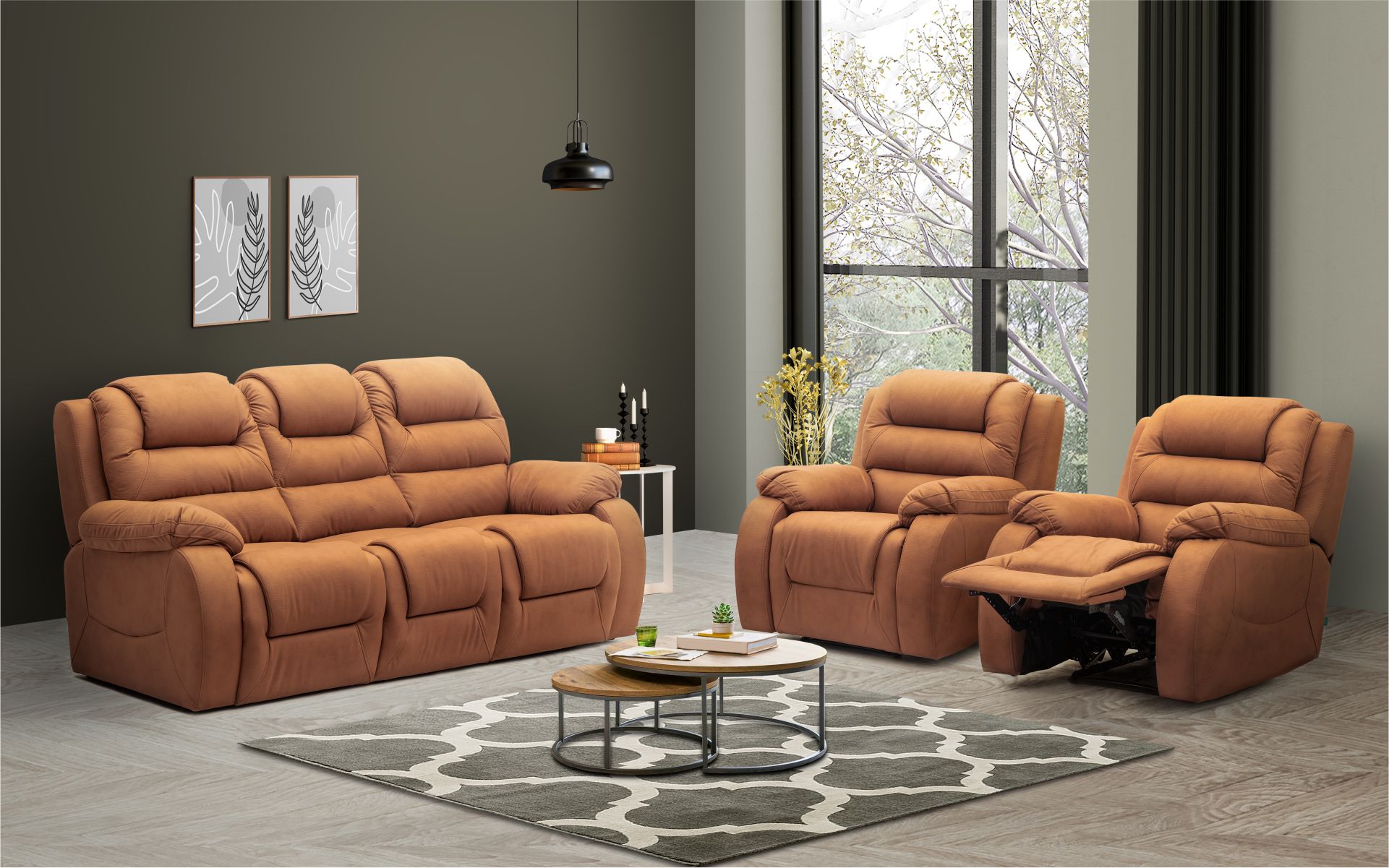 Damro recliner 2024 sofa set