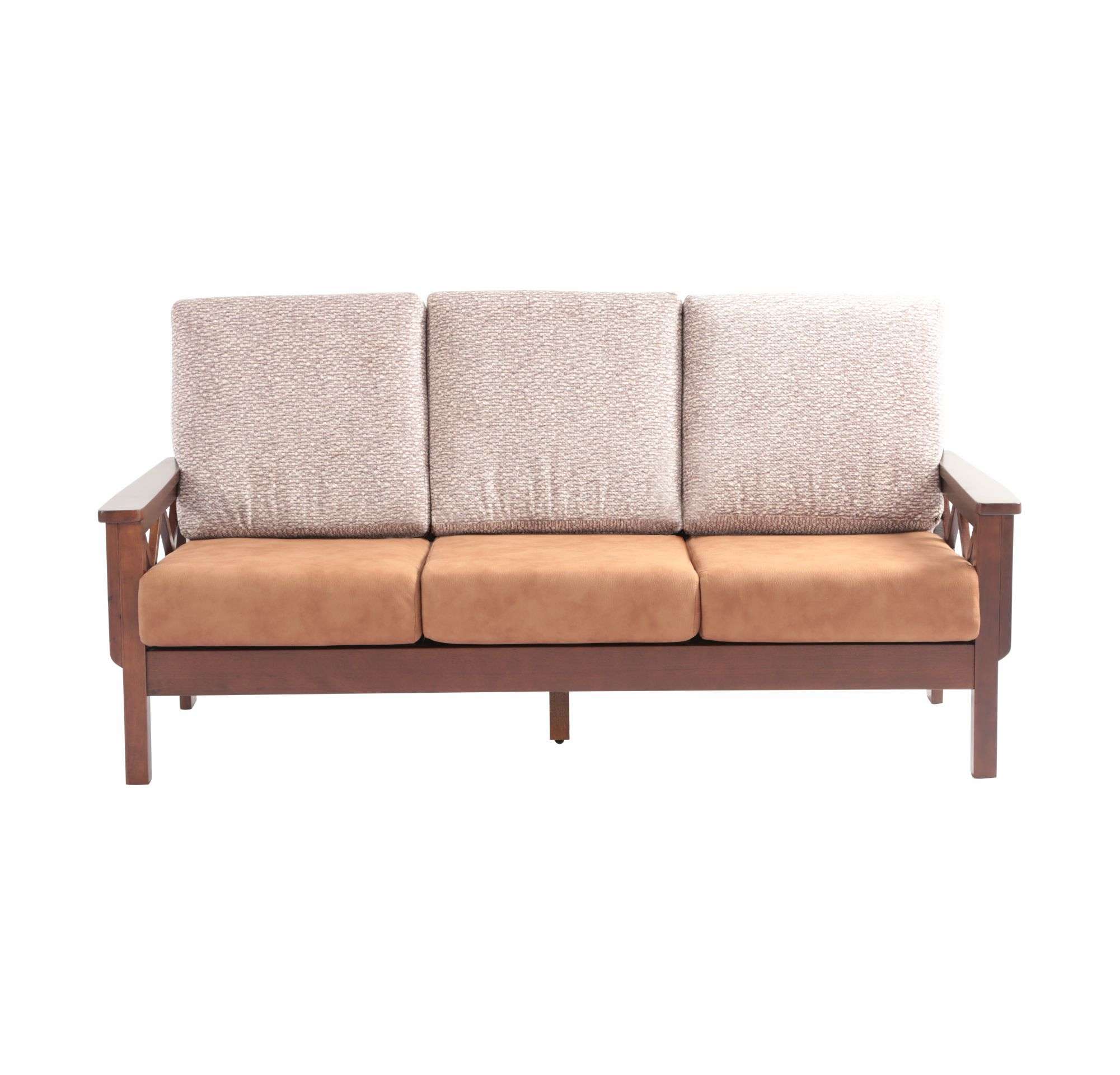 WSLR003+1+1-Wooden Sofa Larry Set-NAG03/Dark Walnut