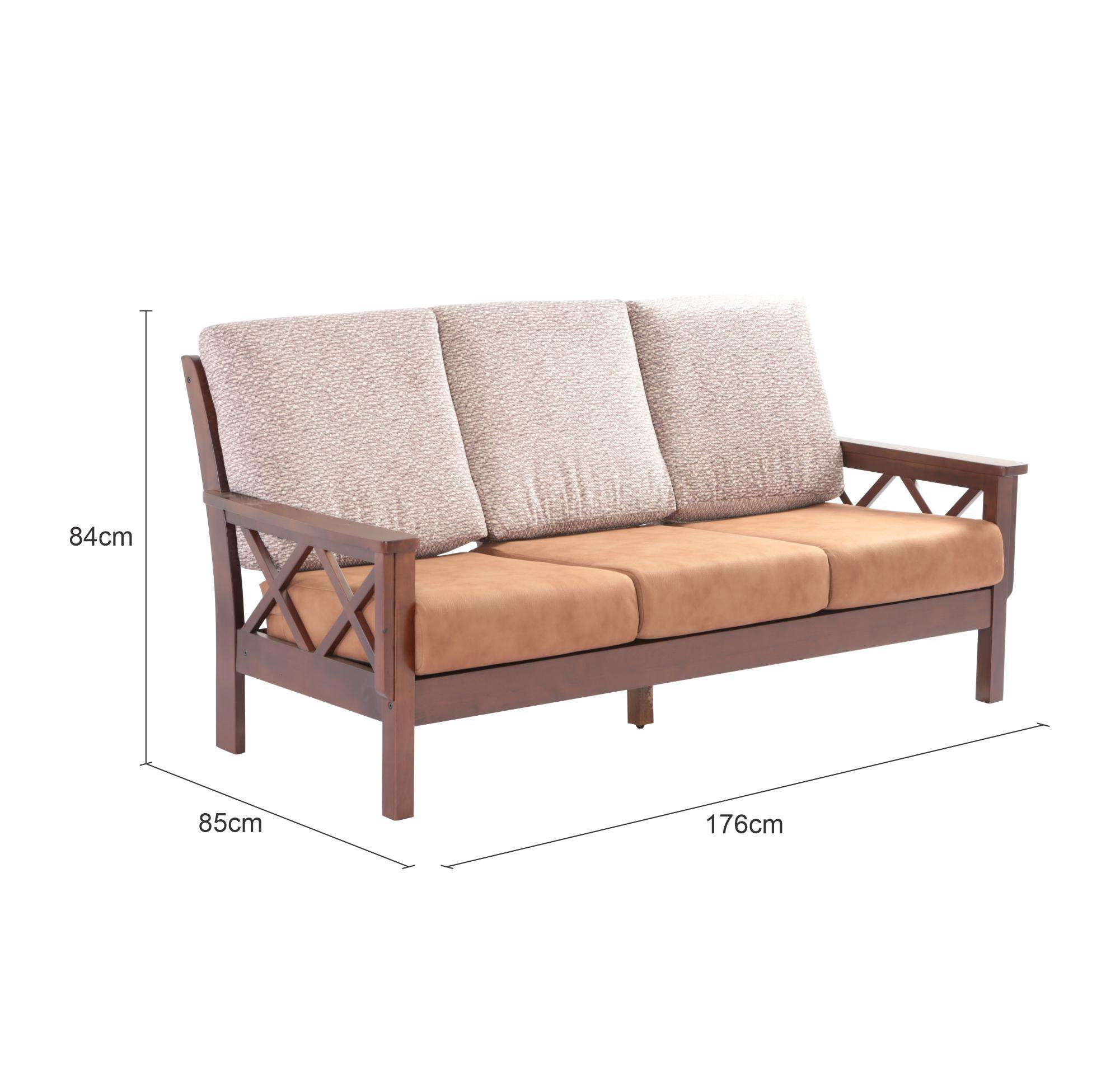 WSLR003+1+1-Wooden Sofa Larry Set-NAG03/Dark Walnut
