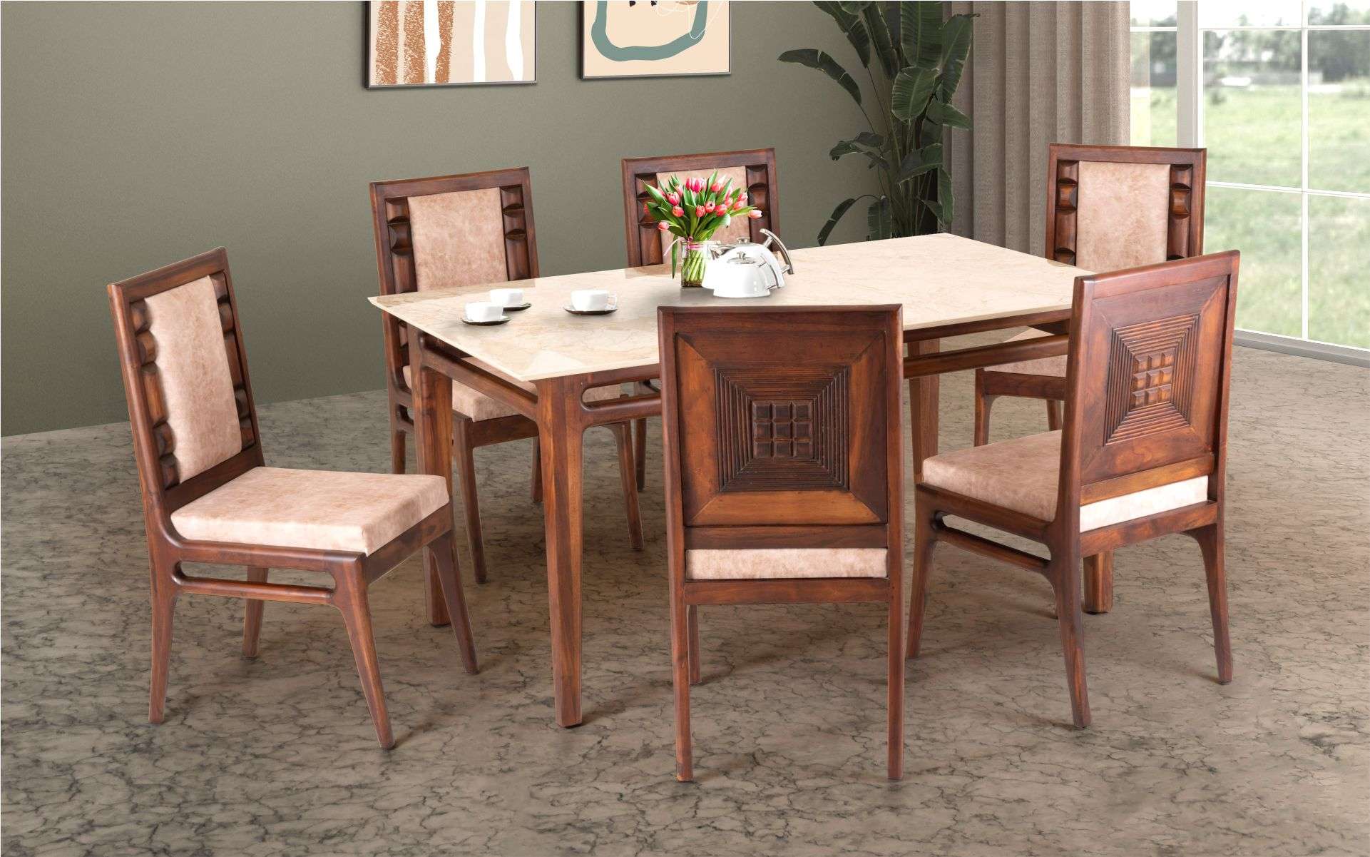 Damro furniture dining table best sale 6 seater