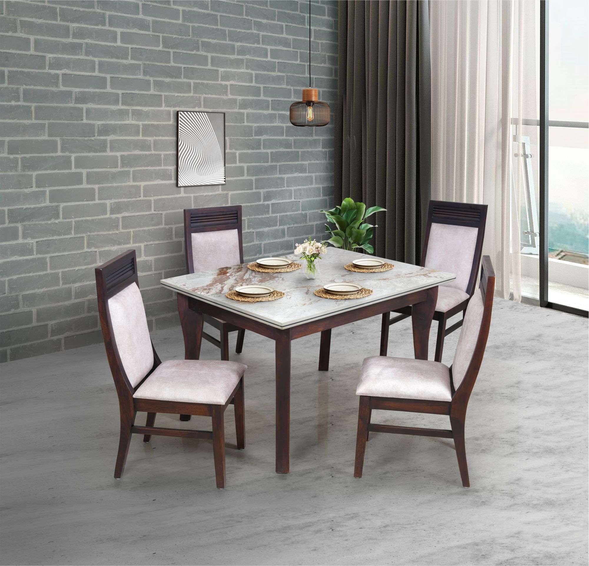 Stonic 4 Seater Dining Table Set